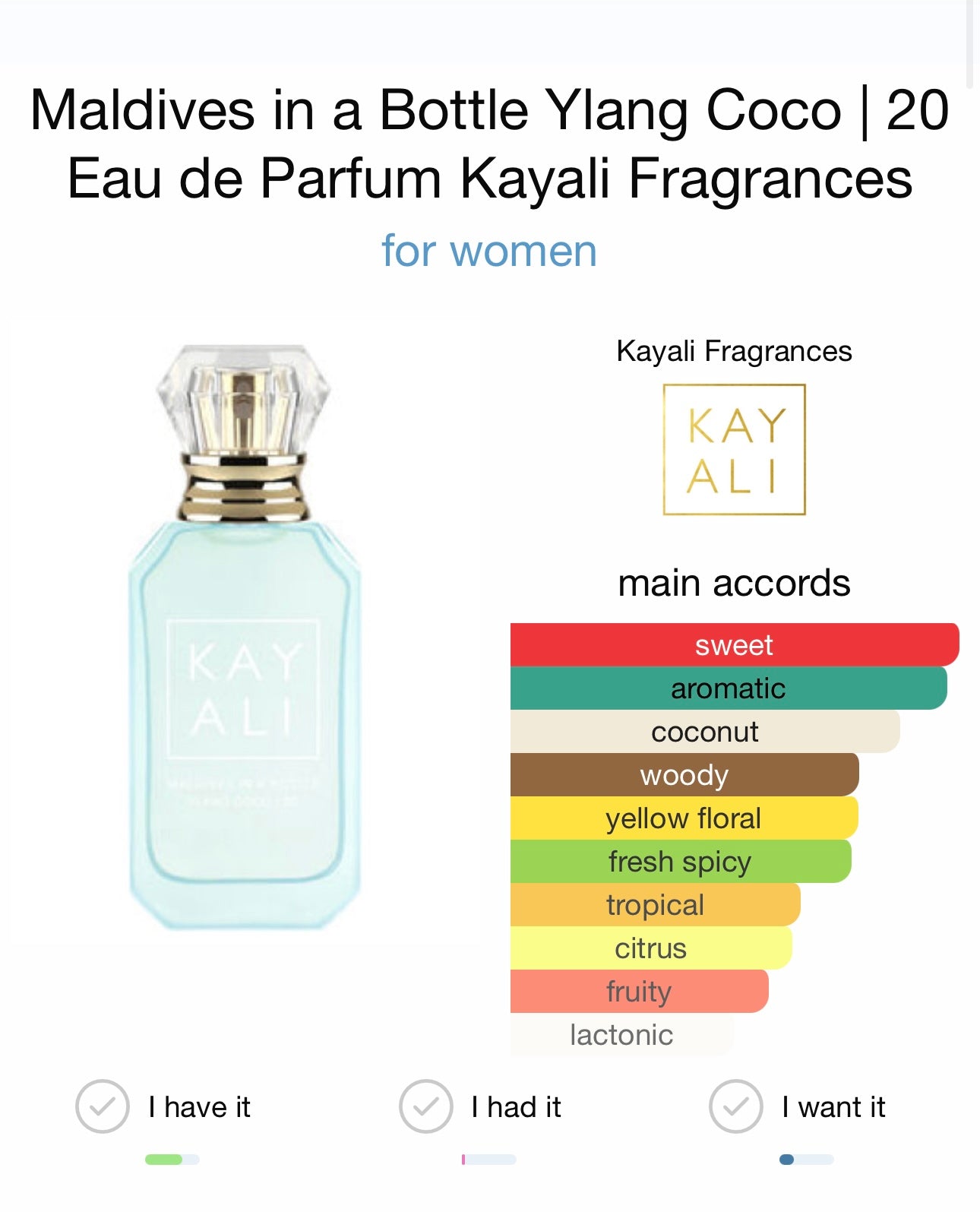 Maldives In A bottle Ylang Coco Kayali