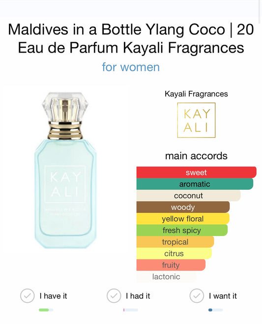 Maldives In A bottle Ylang Coco Kayali