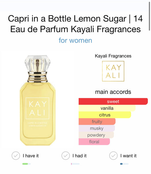 Capri In A Bottle Lemon Sugar Kayali